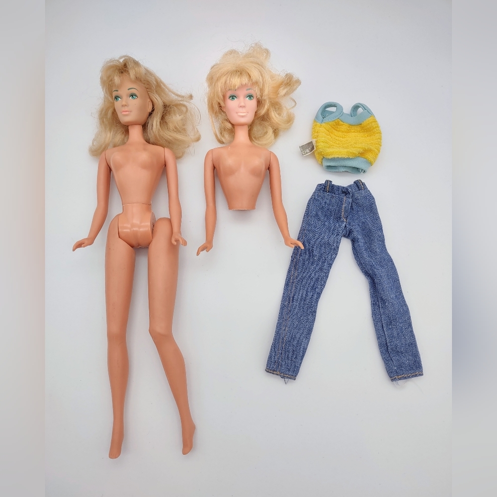 Vintage MEGO Corp. Barbies & Jordache Doll Outfit Jeans & Yellow Tank